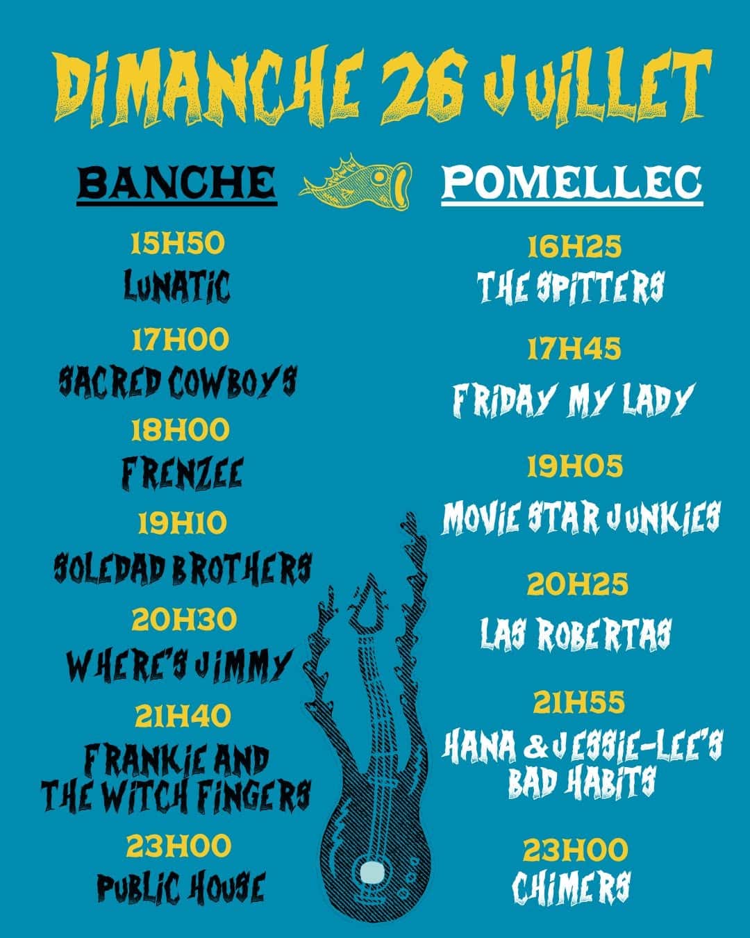 Visuel horaire du dimanche du Binic Folks Blues Festival 2026