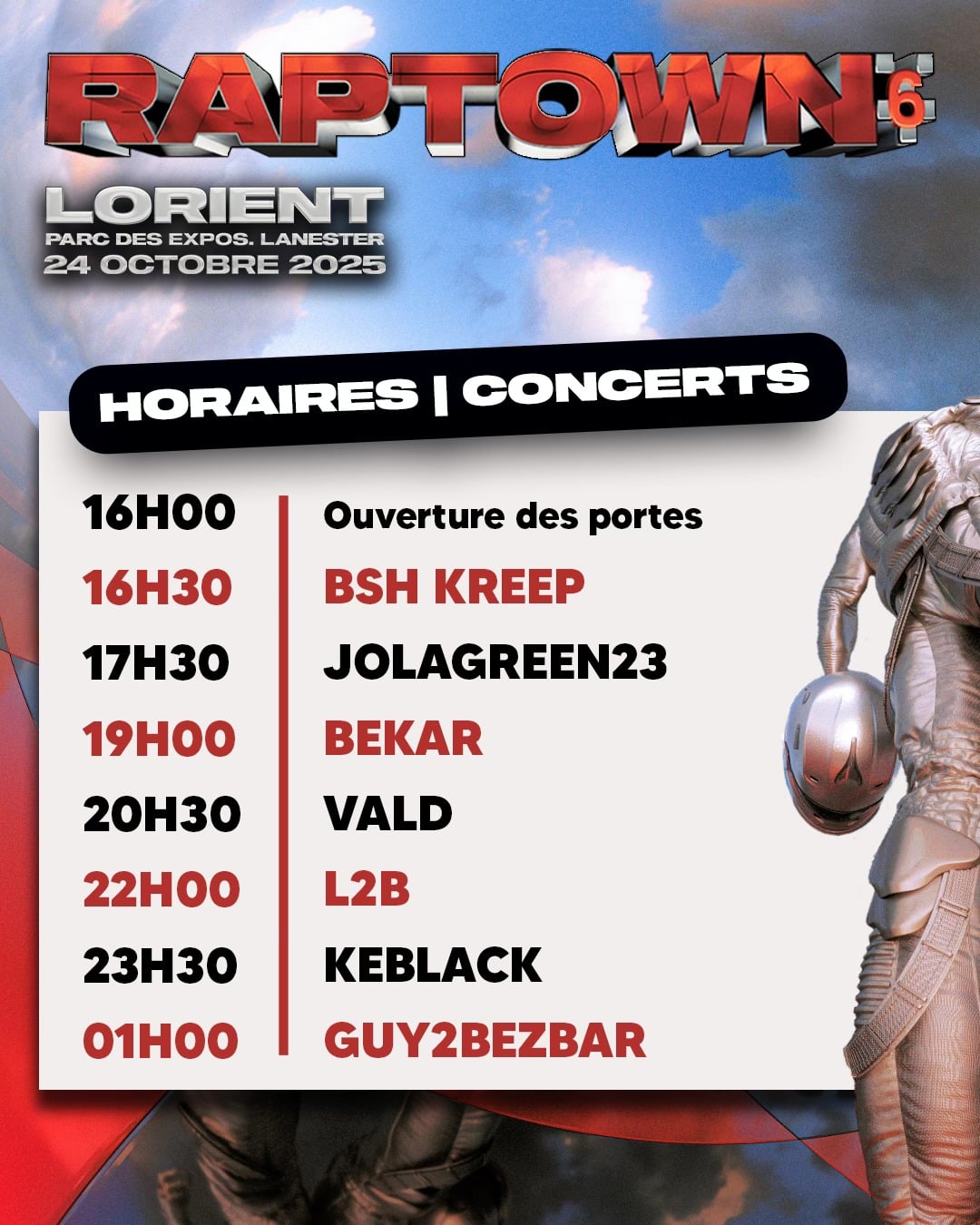 Horaire Raptown lorient 2025