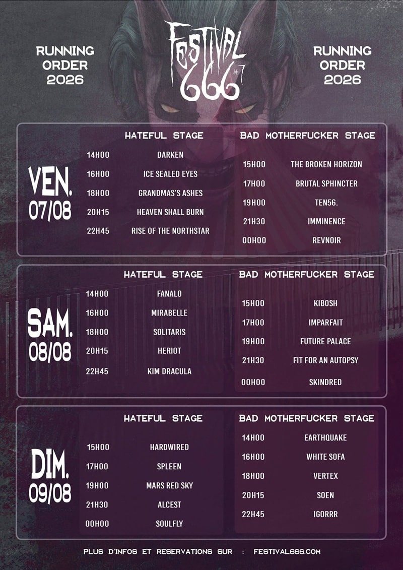 Festival 666 Horaires 2026