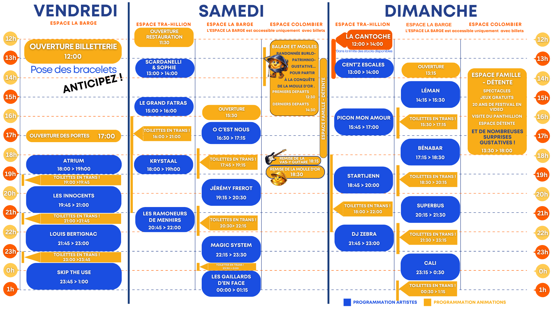 Visuel horaire du Festival Folies en Baie 2026