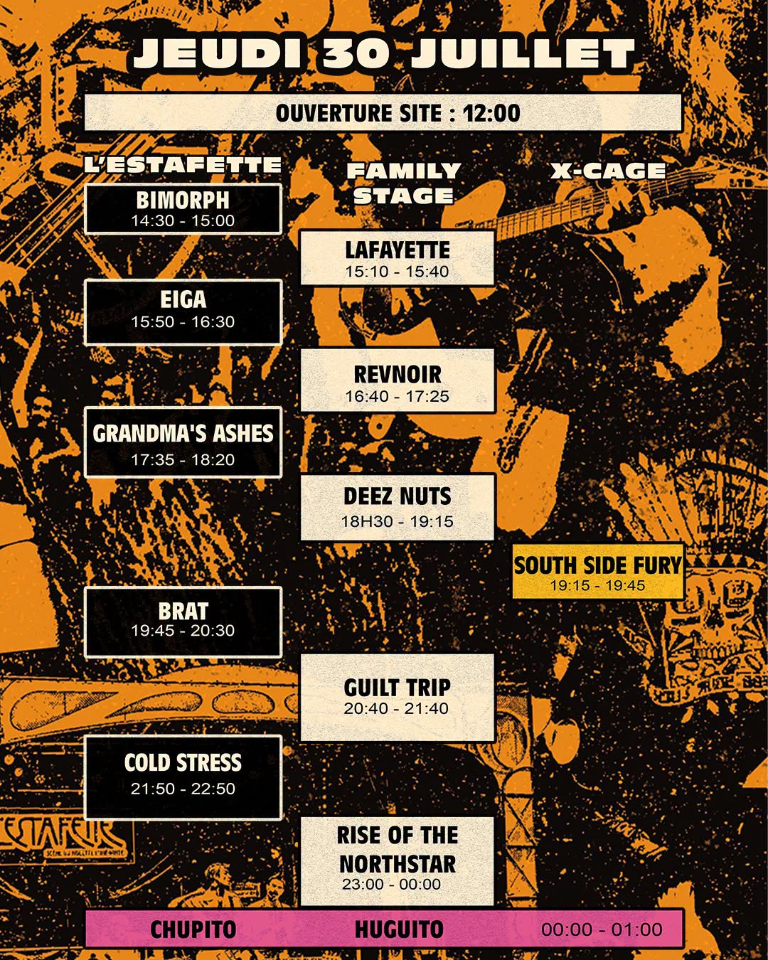 Visuel horaire du jeudi du Xtreme Fest 2026