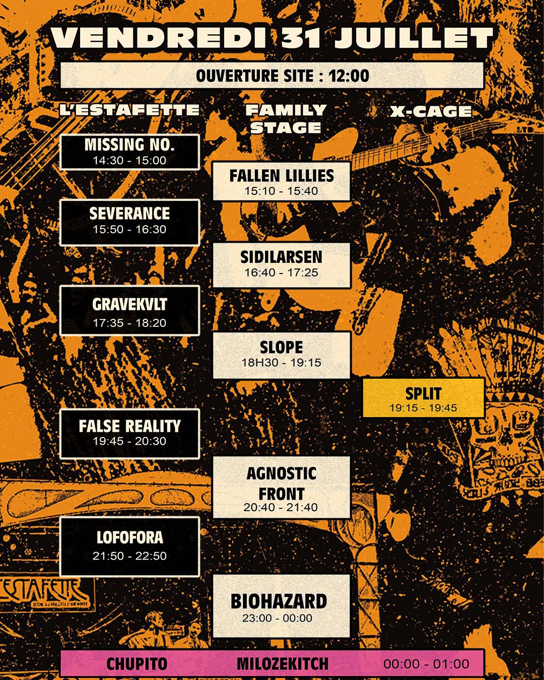 Visuel horaire du vendredi du Xtreme Fest 2026