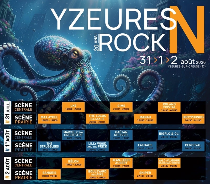 Festival Yzeures'n'Rock Horaires 2026