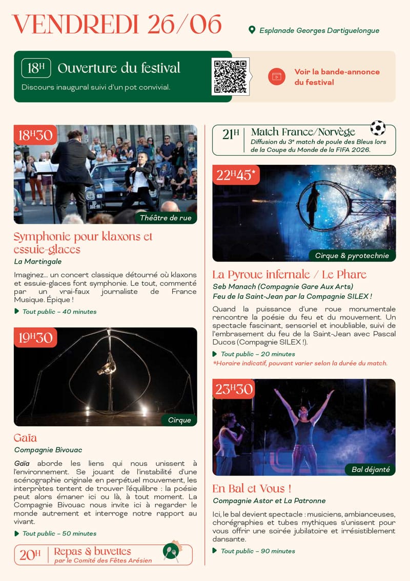 Festival Regarde! Horaires Vendredi 2026