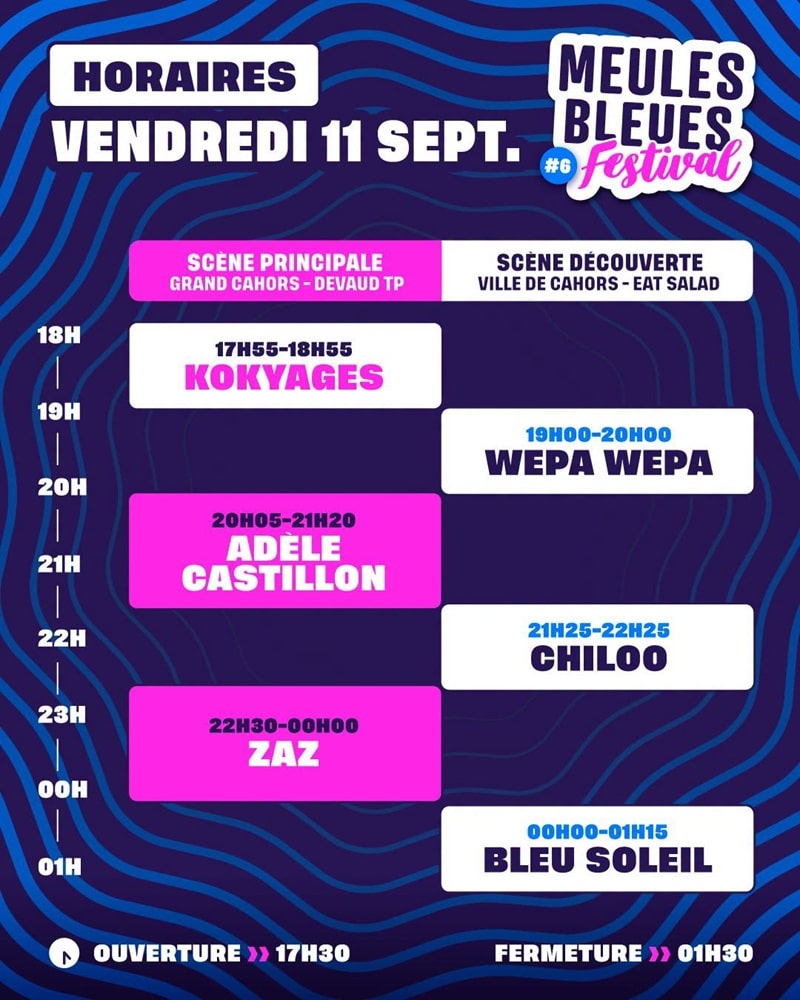 Meules Bleues Festival Horaire vendredi 2026