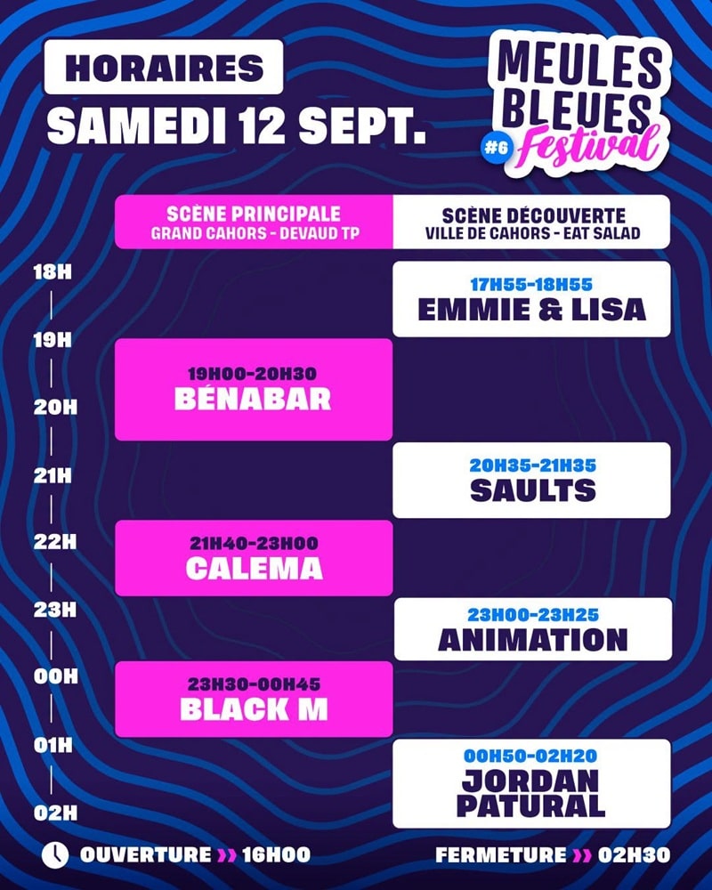 Meules Bleues Festival Horaire Samedi 2026