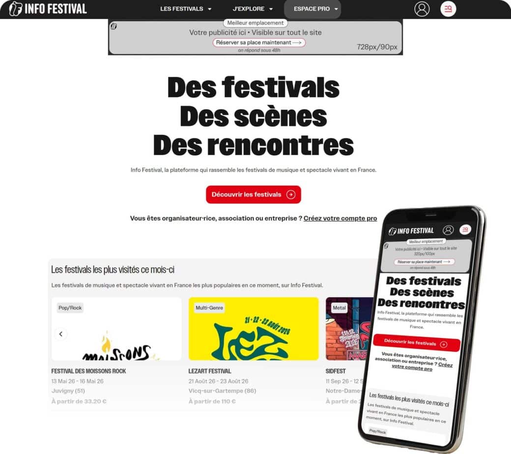 Publicité sur Info Festival Mock-up