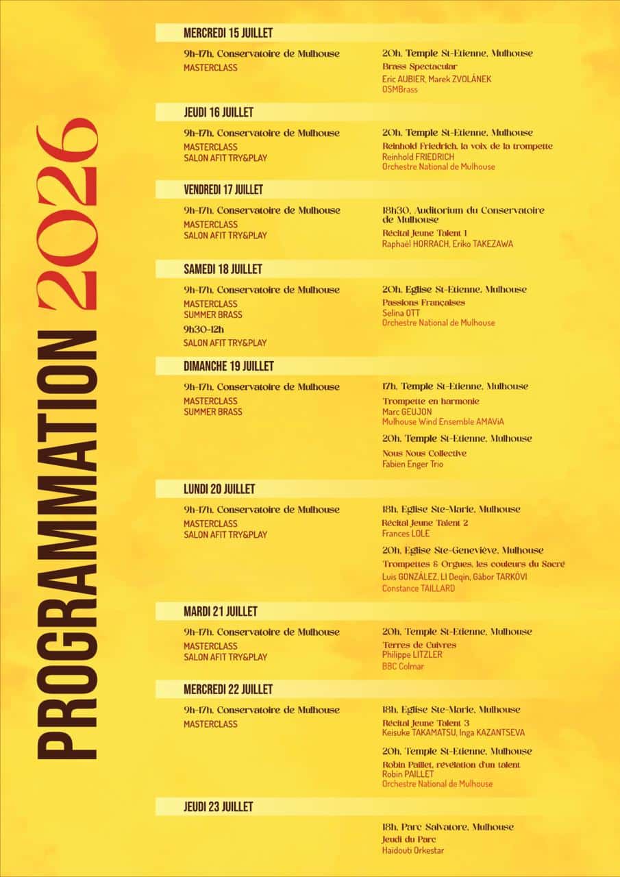 Festival International de Trompette de Mulhouse Horaires 2026